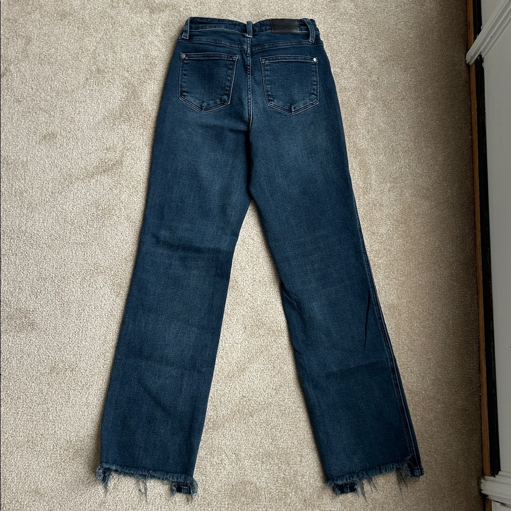 Judy Blue dark wash high waisted
straight leg jeans raw hem & button fly sz 1/25 - Picture 2 of 3